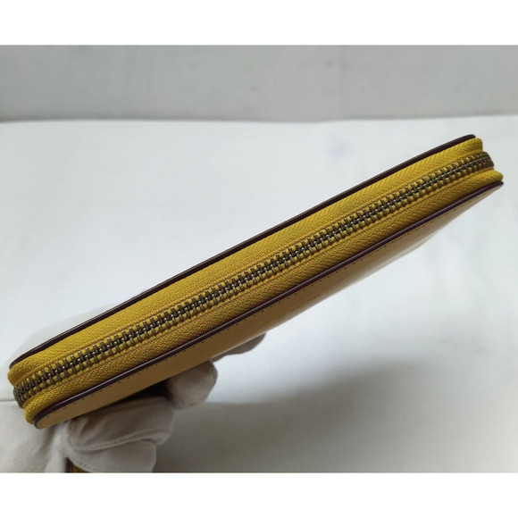 Coach Yellow Leather Zip Around Credit Card Wallet - Picture 6 of 16